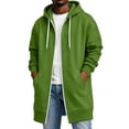thumbnail image 2 of LNZGNM Hoodie for Men Oversized Zip Up Fleece Sweatshirts with Pockets, Long Sleeve Relaxed Fit Winter Coat, Green (XXXXXL), 2 of 6