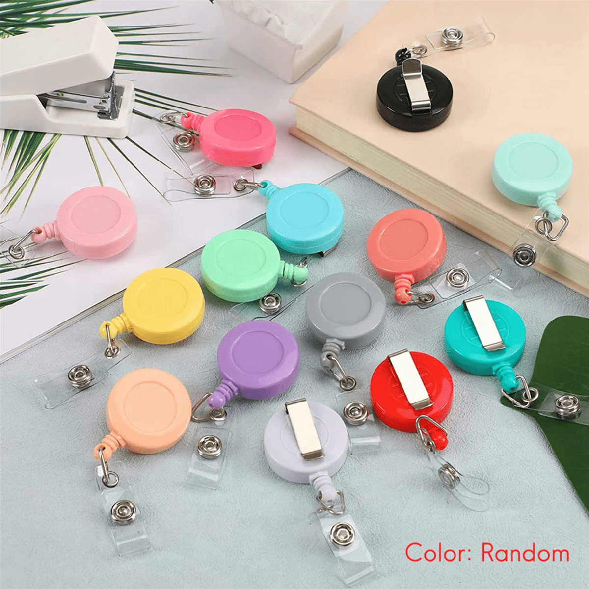100 Pcs Retractable Badge Reel Clips Holder Mixed Solid Color Nurse Students Doctor ID Badge Holder for Hanging ID Card