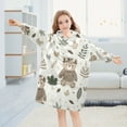 thumbnail image 5 of Dailycode Wearable Blanket Hoodie Oversized Sherpa Flannel Blankets with Pocket for 3-14 Year Old Cute Bear with Wreath, 5 of 7