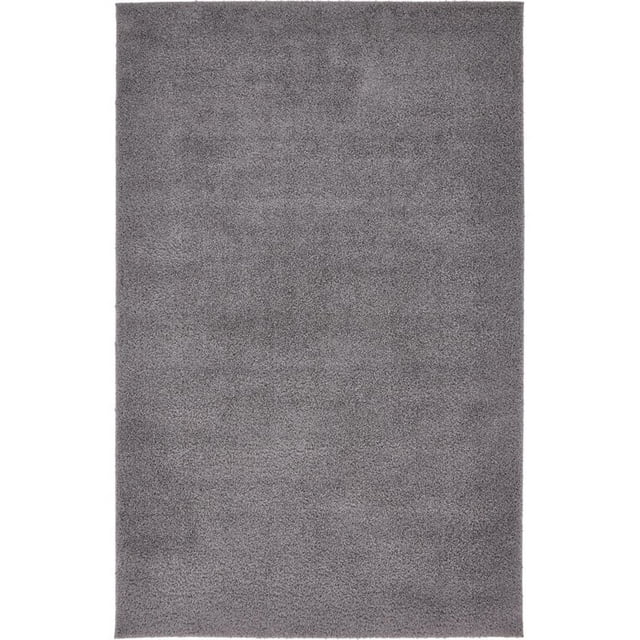 Unique Loom Studio Solid Shag Urban Modern Rug 5' x 8' Rectangle Dark Gray
