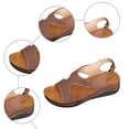 thumbnail image 6 of Womens Sandals Open Toe Hollow out Low Wedge Antislip Comfortable Footbed Slingback Orthopedic Walking Shoes Brown Size 6.5, 6 of 6