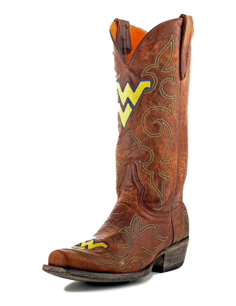 Gameday Boots Mens Leather College Team West Virginia Brass WV-M023-1 by Gameday Boots