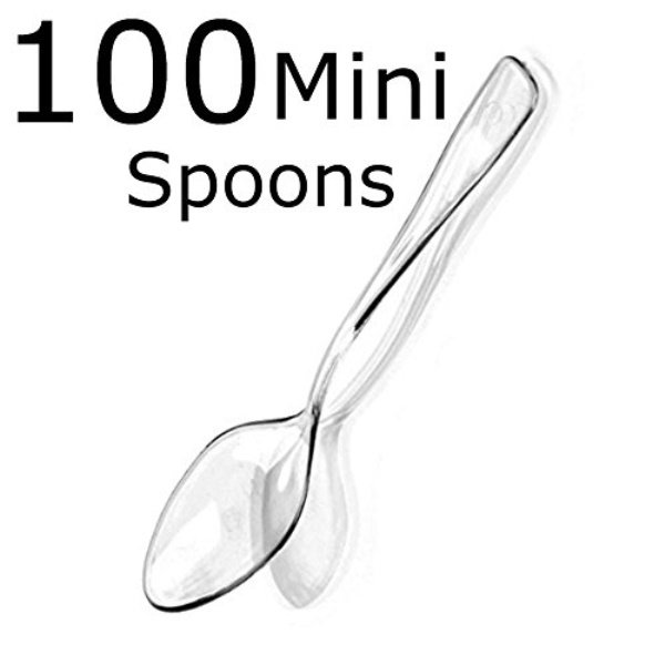 zappy 100 clear plastic mini spoons 3.75" plastic spoon small spoon