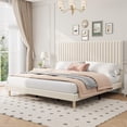 thumbnail image 2 of GloryStar Vertical Channel Tufted Velvet Bed Frame, Adjustable Headboard Platform Bed with Wooden Slats, No Box Spring Required, 2 of 7
