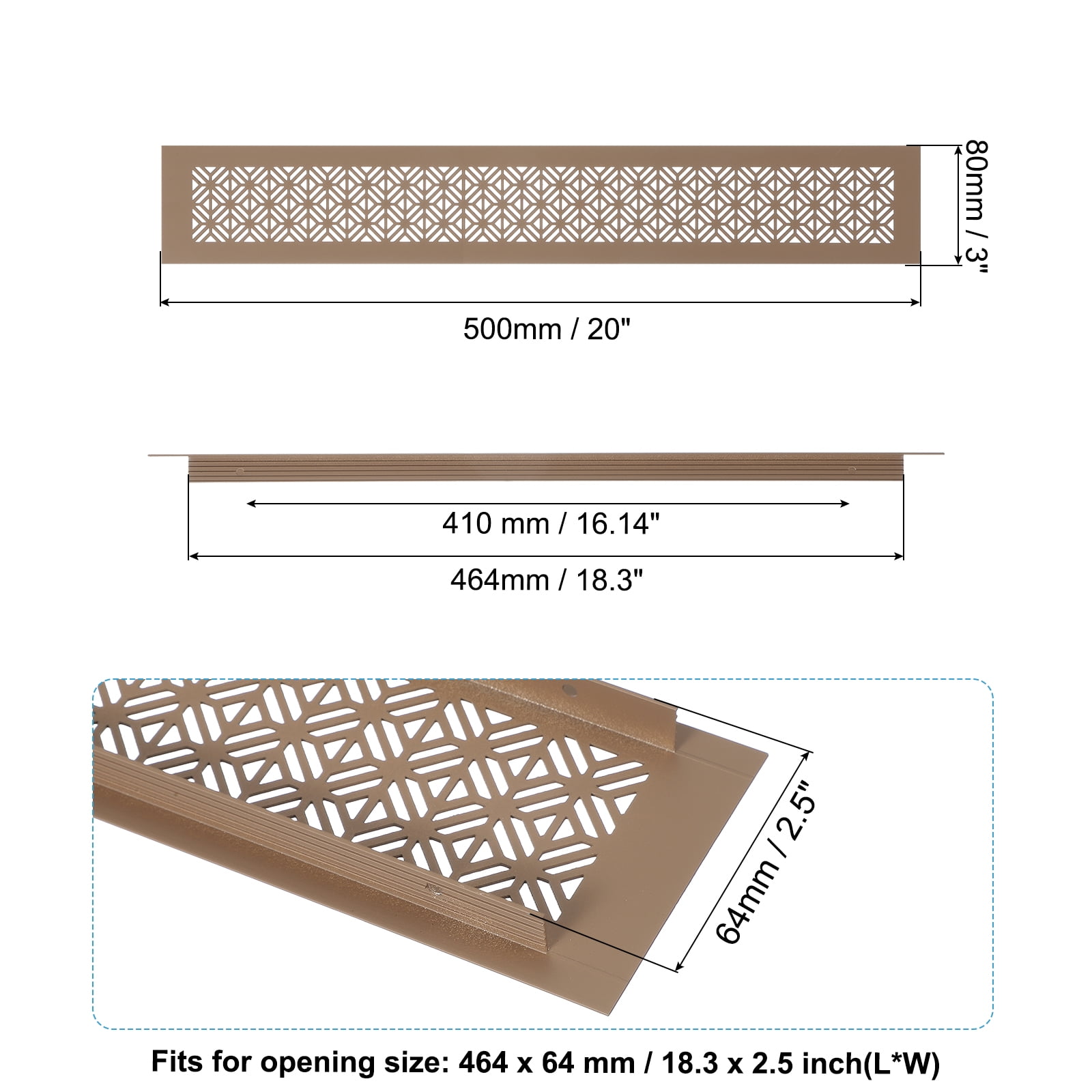 Uxcell Door Air Vent Cover, Heavy Duty Aluminum Grille Ventilation Cover Louvered with Mounting Screw for Cabinet Wardrobe 20 x 3 Inch