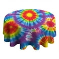 thumbnail image 4 of Rainbow Tie Dye Mandala Pattern Round Tablecloth 60"x60",Wrinkle Wipeable Table Cloth for Kitchen Dining Room Picnic Patio Party, 4 of 6
