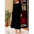 thumbnail image 5 of Womens Long Sleeve Smocked Maxi Dress Casual Square Neck Swiss Dot Tiered Ruffle Flowy Pocket Dresses, 5 of 7