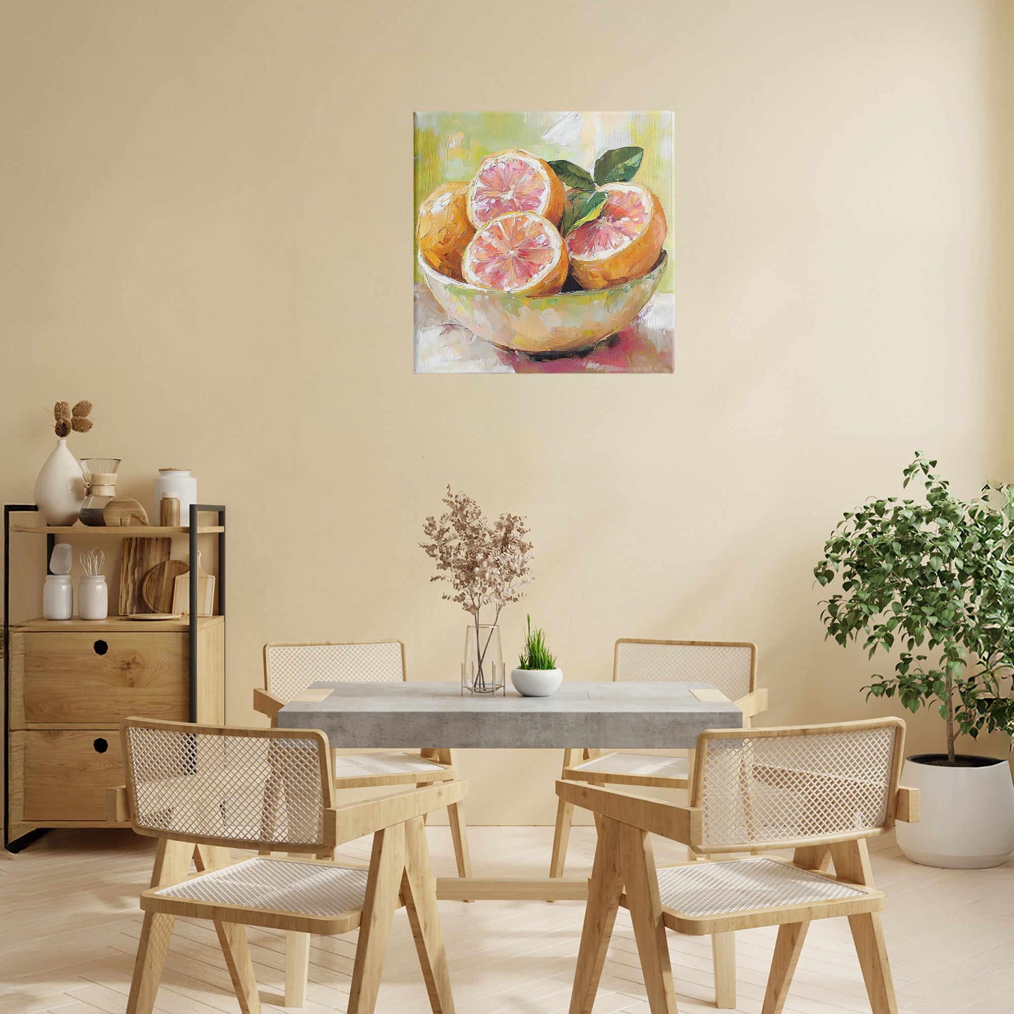 Stupell Industries Bold Grapefruit in Ceramic Bowl Canvas Wall Art, design by Riley B