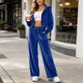 thumbnail image 6 of RongHuan Women Sweatsuits Set Velvet 2 Piece Tracksuit Trendy Long Sleeve Cropped Hoodie and Sweatpants with Drawstring, 6 of 9