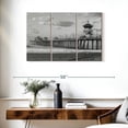 thumbnail image 3 of Elephant Stock Pier At Huntington Beach Wall Art - Horizontal Multi Panel Canvas - Living Room Wall Decor - Places Multi Panel - Gray And Black Decor - 38" x 24", 3 of 8
