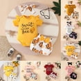thumbnail image 5 of Kaprioy Girls Summer Clothes Baby Girl Clothes Daddys Girl Short Sleeve Romper Floral Shorts Headband Summer Outfits Ruffle Ribbed Letter Print Tops Shorts Set, 5 of 5