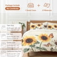 thumbnail image 6 of 3 Piece Yellow Sunflowers Duvet Cover Set Queen Size, Microfiber Comforter/Quilt Cover with Corner Ties and 2 Pillowcases, Floral in Blooms Pastoral Plants All Season Soft Bedding with Zipper Closure, 6 of 8
