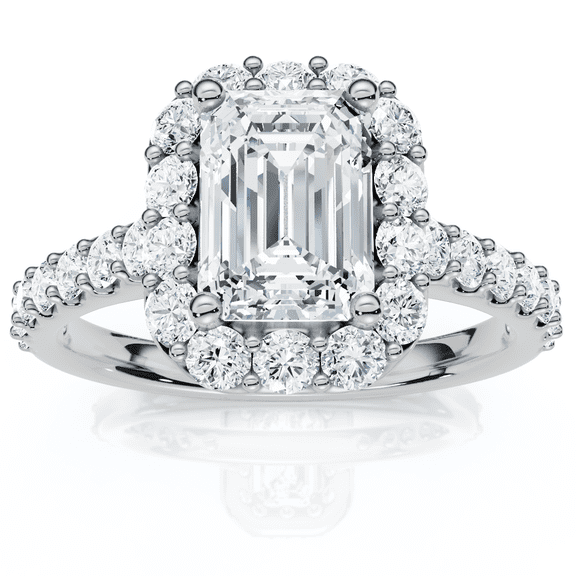 Pompeii 1.75 Ct Emerald Diamond Halo Engagement Ring 14k White Gold Lab Grown (FG,VS)