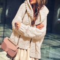 thumbnail image 2 of Women's Sweater Coat Autumn Winter Heavy Knit Thickened Fashion Loose Cardigan Outerwear Warm Comfortable Stylish Casual, 2 of 2
