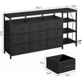 thumbnail image 3 of TV Stand for 60 Inches TV,Dresser with Charging Station & LED Lights, 9 PU & Fabric Drawers,Entertainment Center and Industrial TV Console Table with Open Shelves for Living Room, Bedroom,Black, 3 of 8