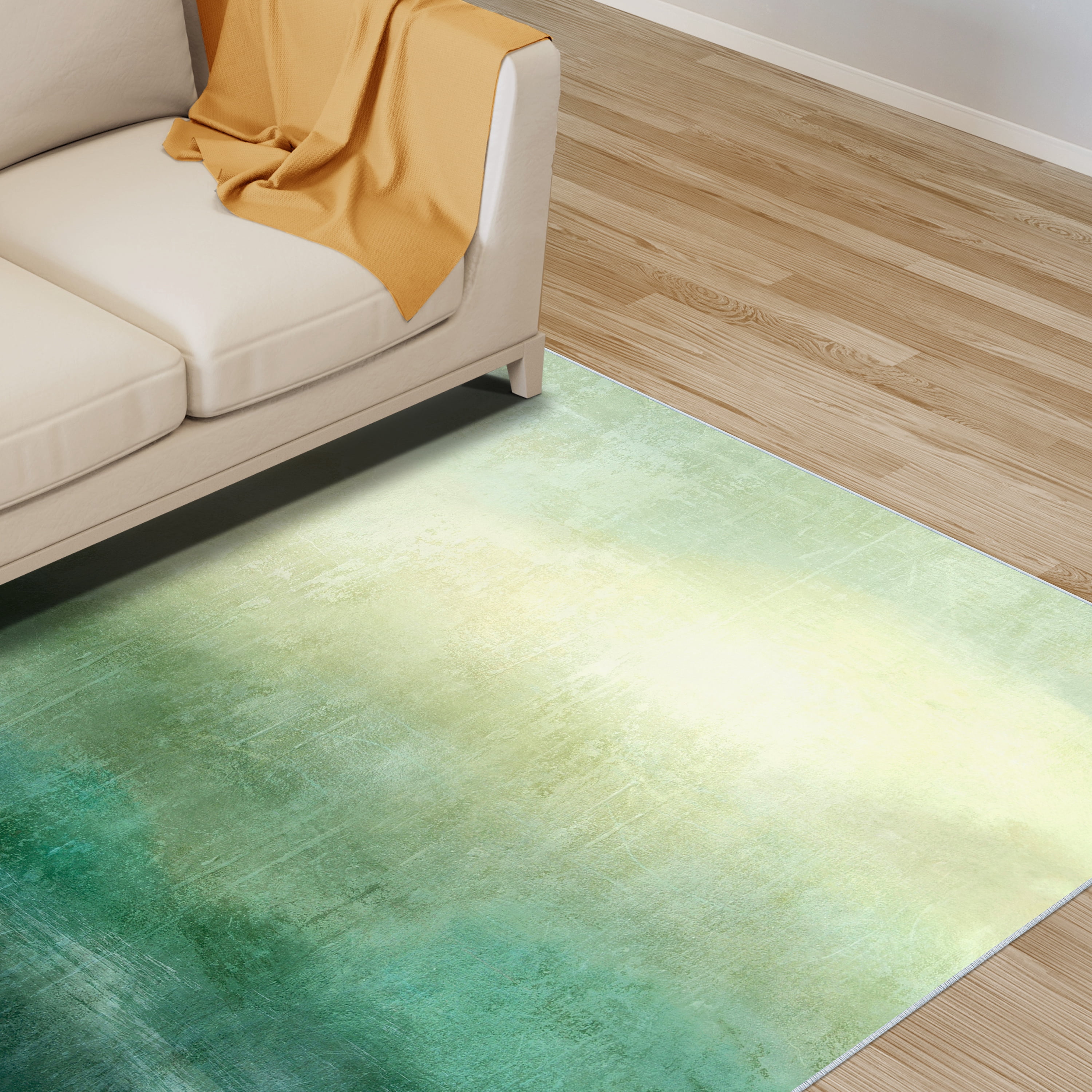 Hidden Path I Washable Green Art Area Rug size 5'x8'