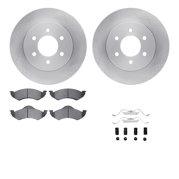 Dynamic Friction Company Front Brake Rotors with Heavy Duty Brake Pads includes Hardware 6212-40386