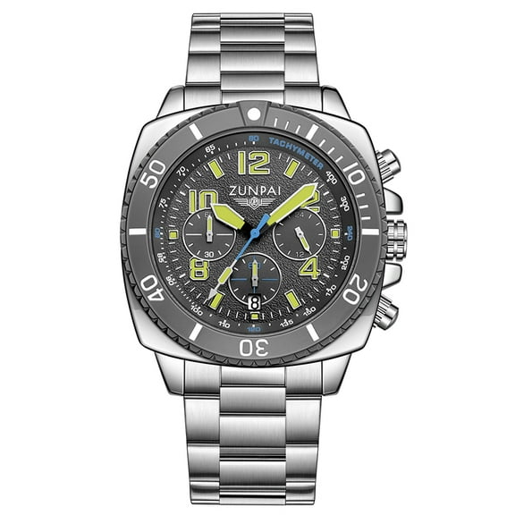 ZUNPAI Watches for Men with Luminous Calendar Waterproof, Men's Wristwatch Fashion Quartz Analog Leather Steel Strap Watch