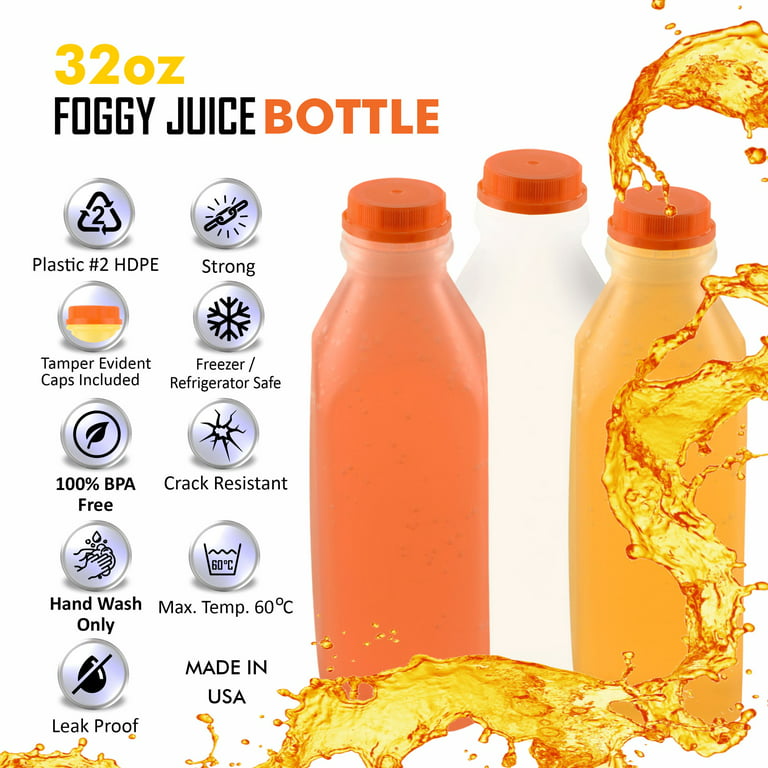 (50 PACK) 10oz Clear Empty Plastic Juice Bottles with Caps - Disposable  Square Plastic Smoothie Bottles with Tamper Evident Lids, Bulk Reusable