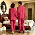 thumbnail image 5 of 2026 Casual Wear Adult Family Matching Pajamas Set - Soft Solid Color Button-Down Loungewear - Loose Fit Long Sleeve Top & Long Pants Two-Piece Casual Sleepwear, 5 of 6
