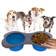 thumbnail image 1 of Platos plegables KE WOOW colapsables para agua y comida comederos de VIAJE para perros gatos y conejos 350 ml agua y 1.4 taza para alimento seco color azul, 1 of 10