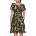 thumbnail image 1 of Balery Funny Sloths In The Forest Vestidos sueltos de manga corta para mujer, vestidos de verano 2025, vestidos casuales de corte A con vuelo., 1 of 6