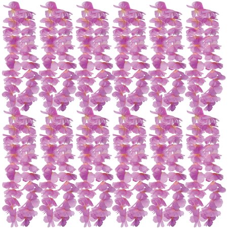 U. S. Toy 12 Pack Two Tone Large 3in Petals 38in Luau Fabric Leis, Purple Yellow