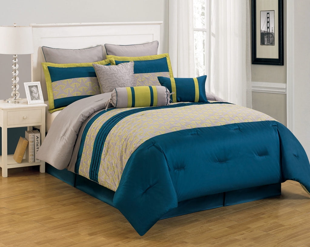 9 Piece King Carter Blue And Yellow Comforter Set Walmart Com
