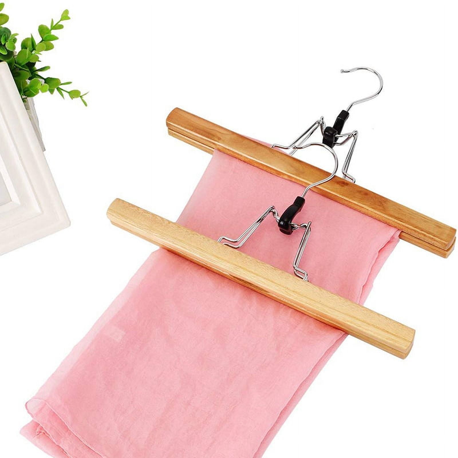 8 Piece Wooden Series Slack Hangers Non-Slip Wood Pants Hangers with 360 Degree Rotation Anti-Rust Hook Clip Hangers for Pants Skirts and Slacks Natural Finishes