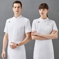 thumbnail image 4 of Uniforme de chef Delantal de cocina de verano de manga corta con bolsillos delanteros Trajes Servidor de carnicero Ropa Suministros para el hogar Absorbedores de humedad Blanco 4XL Scienceny LF000327-06, 4 of 7
