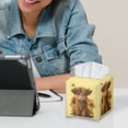 thumbnail image 6 of FUIALDOLG Tissue Box Holder - Square PU Leather Tissues Cube Box Cover Waterproof -Cute Highland Cow Decorative Car Facial Tissue Holder on Table and Barthroom, 6 of 7