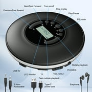 CD Player Portable, Discman with Stereo Earbuds and Bluetooth Output, Anti-Skip Shockproof Walkman, Compact and Lightweight, Power DC or 2xAA Battery