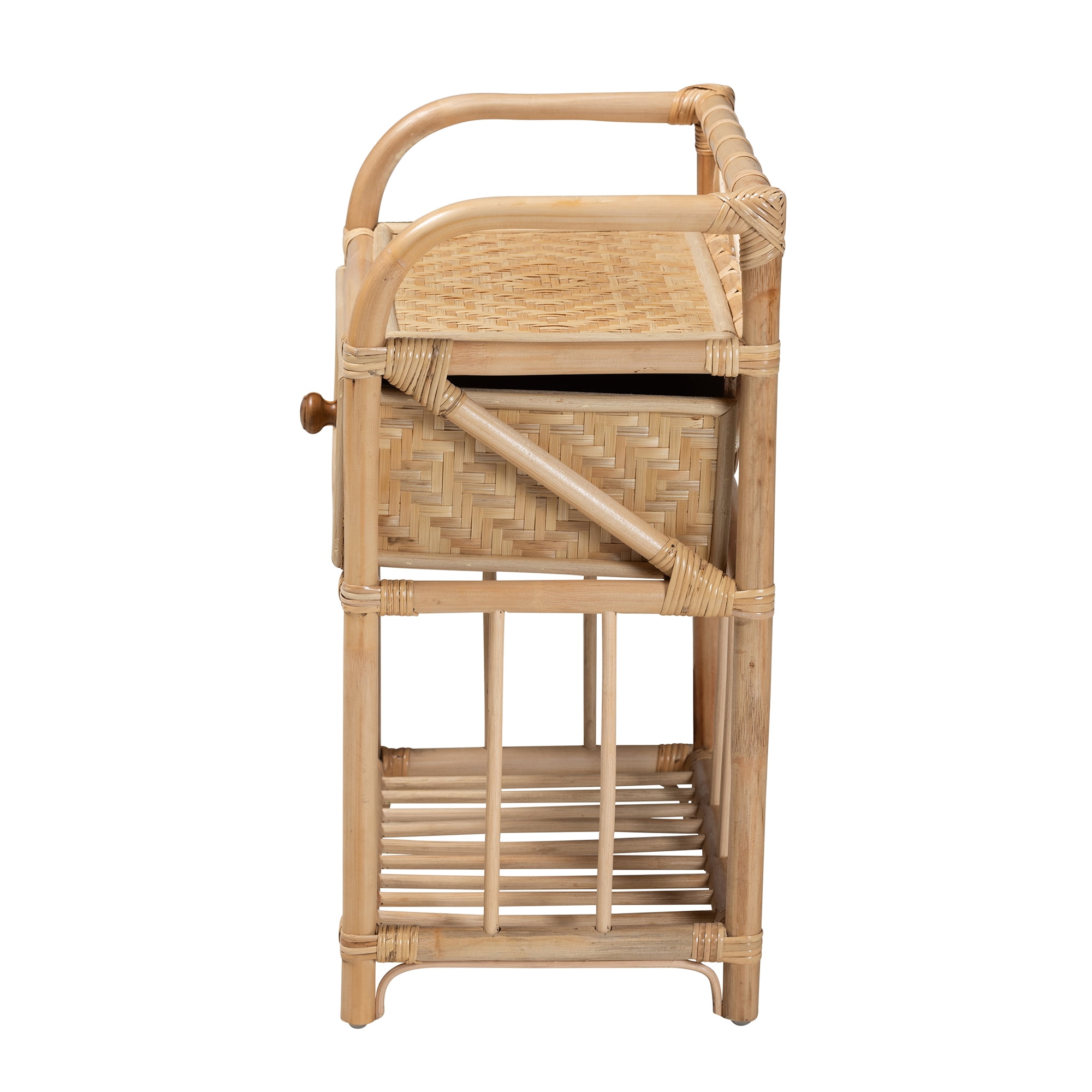 bali & pari Kobie Rattan BOHO Nightstand, 1-Drawer, Natural Brown