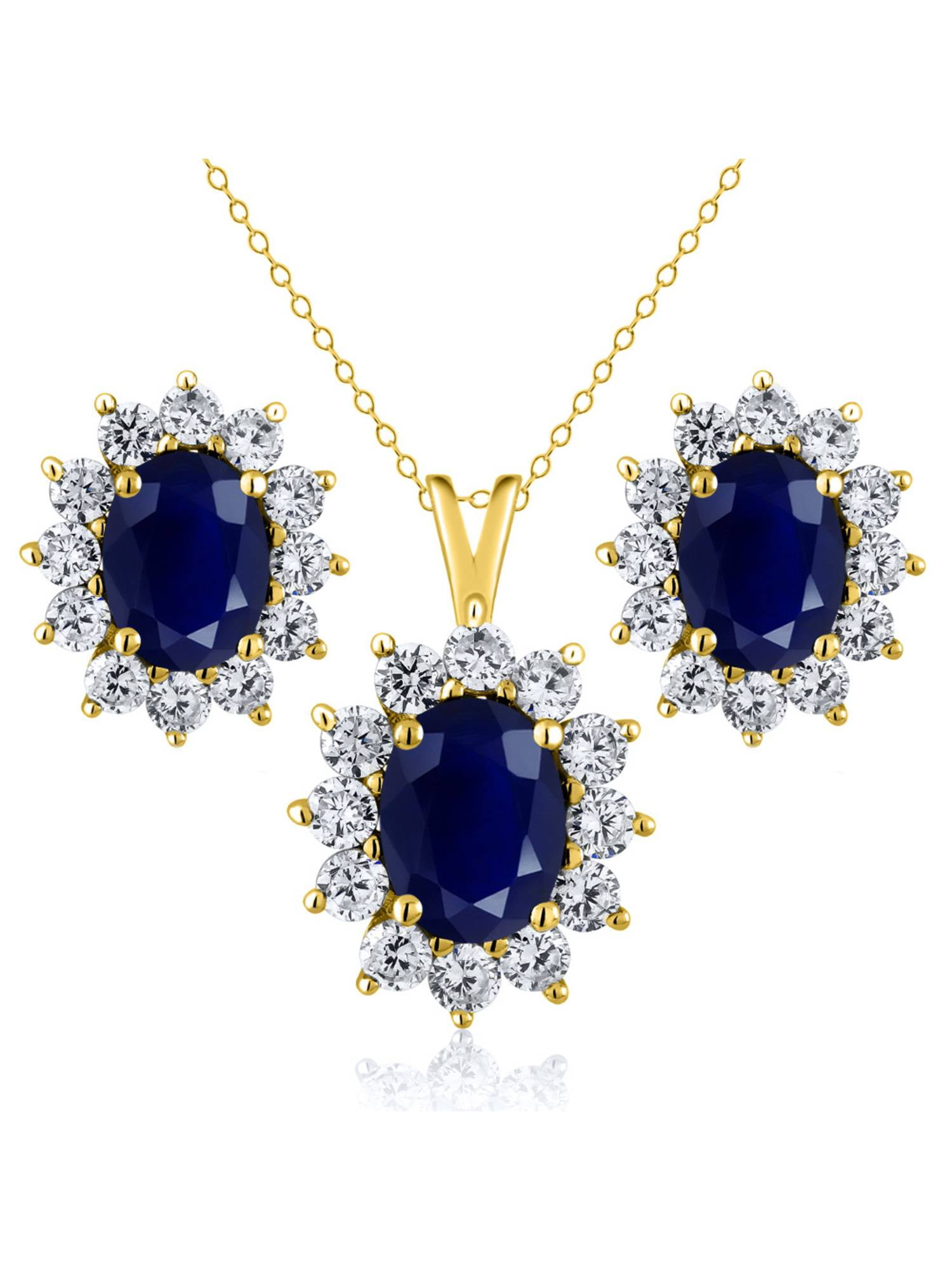 blue sapphire necklace set