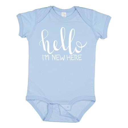 

Inktastic Hello Im New Here- Hand Drawn Type Gift Baby Boy or Baby Girl Bodysuit
