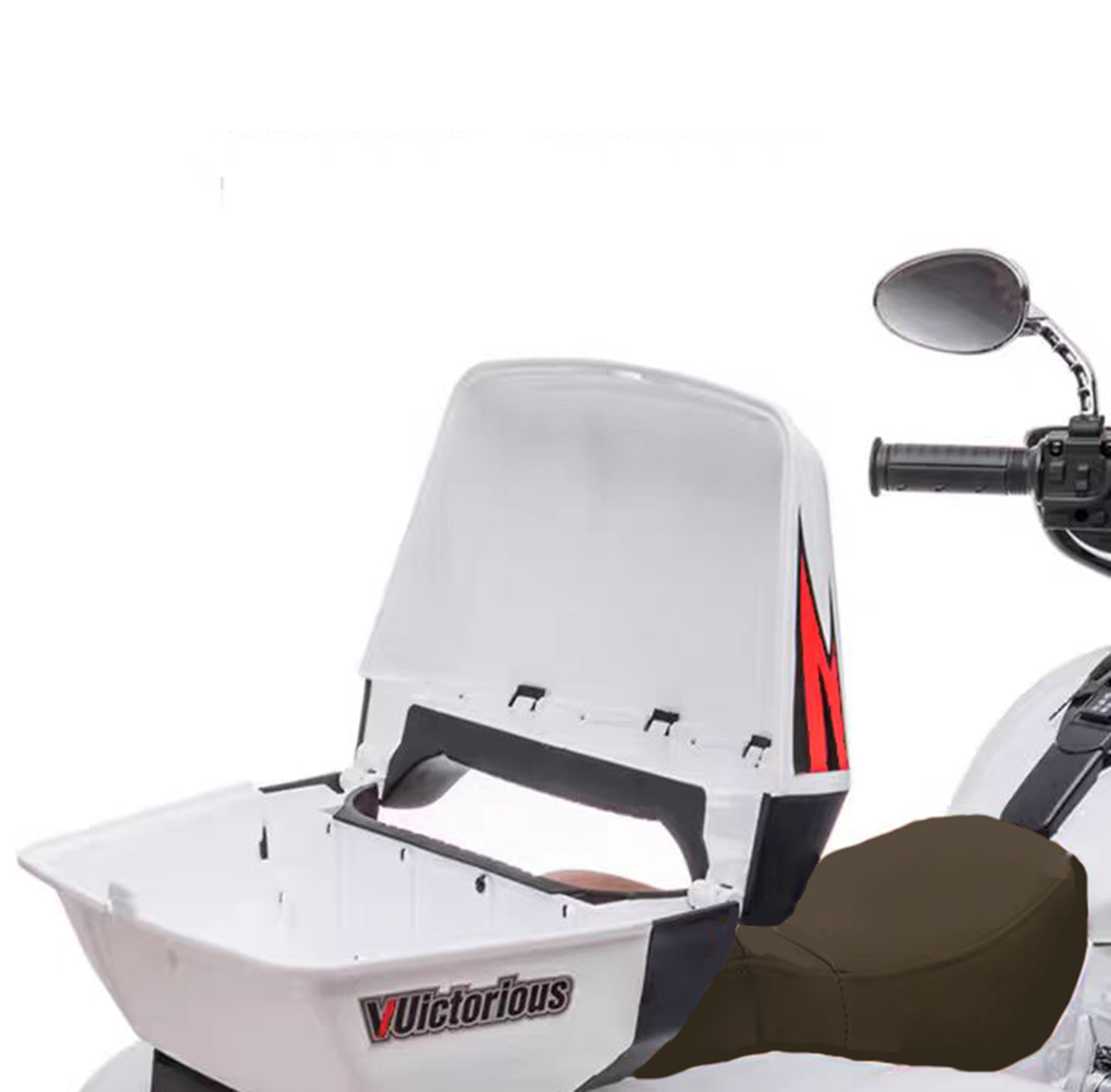 12V Motorcycle for Kids Aged 3+, 3 Wheel Kids Ride On Motorcycle, Electric Motorbike with Key Start, Storage Box, 5Mph, White