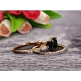 thumbnail image 6 of 2.25 Carat Princess Cut Black Diamond Moissanite 10k Rose Gold Wedding Set Engagement Ring Art Deco Stacking Matching Wedding Band, 6 of 6
