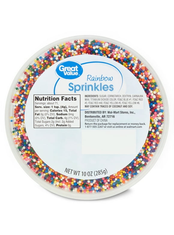 Great Value Rainbow NP Sprinkles Tub 10oz
