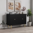 thumbnail image 4 of Modern Fluted Striped 4-Door Storage Cabinet with Gold Legs, Accent Storage Cabinet, Green, 4 of 8