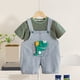 thumbnail image 3 of Odeerbi 0-5 Años Niños Niñas Conjuntos Dinosaurio Peto Pantalón Corto Con Camiseta de Manga Corta de Algodón A Rayas Conjunto Verano Strap Romper Jumpsuit Playsuit, 3 of 3