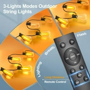 Outdoor String Led Patio Lights, 100Ft Waterproof Light 28 Bulbs+2 Spares with Remote Dimmable ST38 Shatterproof Bulb, for Backyard Yard Porch Party