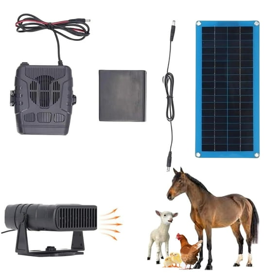 Solar Heater for Chicken Coop, 30W Solar Panel Kit with Overheat Protection, Warm Wind Gear for Drying Heating Chicken Coop Greenhouse Dog House Pet House