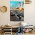 thumbnail image 2 of Driftwood Tapestry, Driftwood on a Lake at Sunset Landscape with Cloudy Sky Digital Image, Wall Hanging for Bedroom Living Room Dorm Decor, 60W X 80L Inches, Sky Blue and Apricot, by Ambesonne, 2 of 5