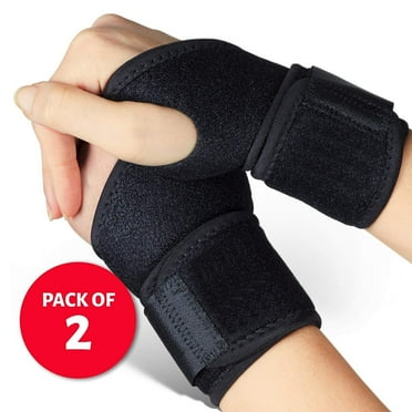 2 Pcs Adjustable Wrist Brace, Wrist Support Comfortable for Arthritis and Tendinitis, Wrist Compression Wrap Fit for Right and Left Hand
