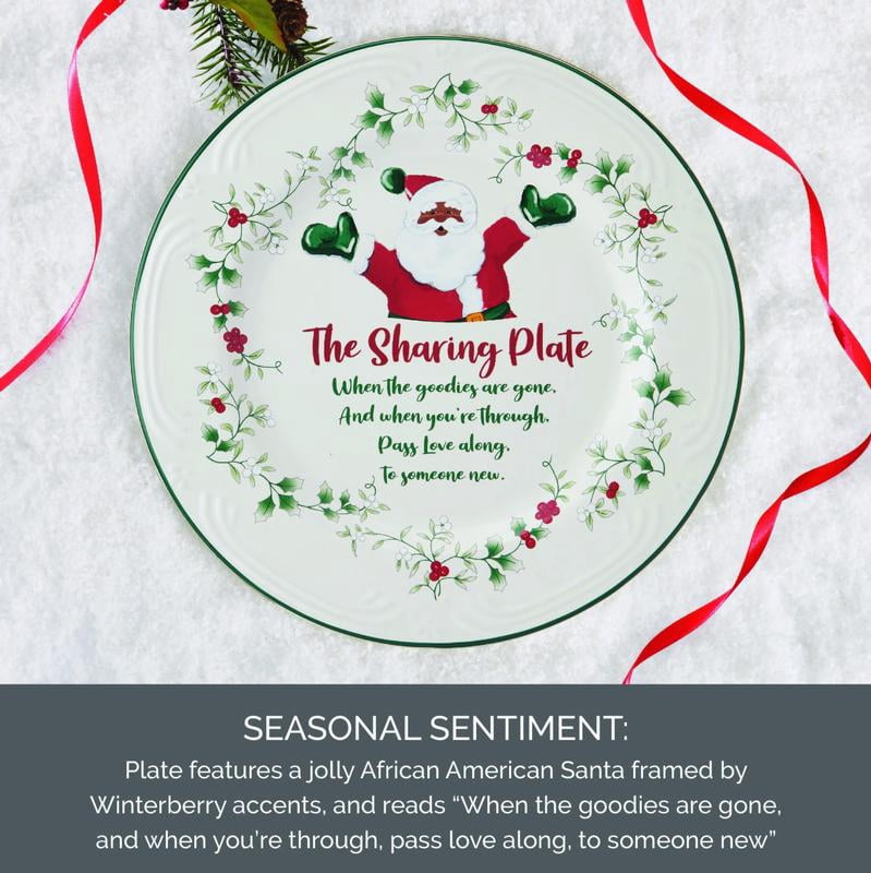 Pfaltzgraff Winterberry African American Santa 12 in Sharing Plate