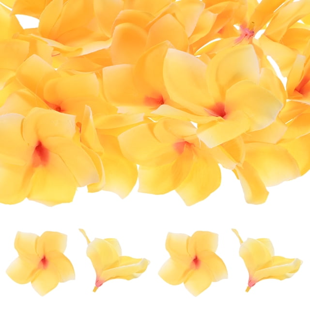 Uxcell 30-Pack Cabezas de Flores Artificiales de Plumeria, 3.94"/ 10cm Flores de Plumeria Falsas de Seda para Manualidades DIY, Amarillo