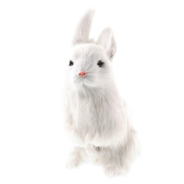 Lindo peluche de conejo agachado para niños Blanco