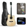 Ameritone “Learn to Play” Full Size 41" Natural Finish Cutaway Dreadnought Acoustic Guitar with Play-A-Tab system, Padded Bag, and 3-Month Online Lesson Subscription