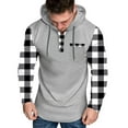 thumbnail image 2 of YOIAVAIOY Men's Quarter Zip Hoodies Plaid Patchwork Long Sleeve Hooded Sweatshirt Drawstring Athletic Workout Gym Hoodie White XXL, 2 of 5