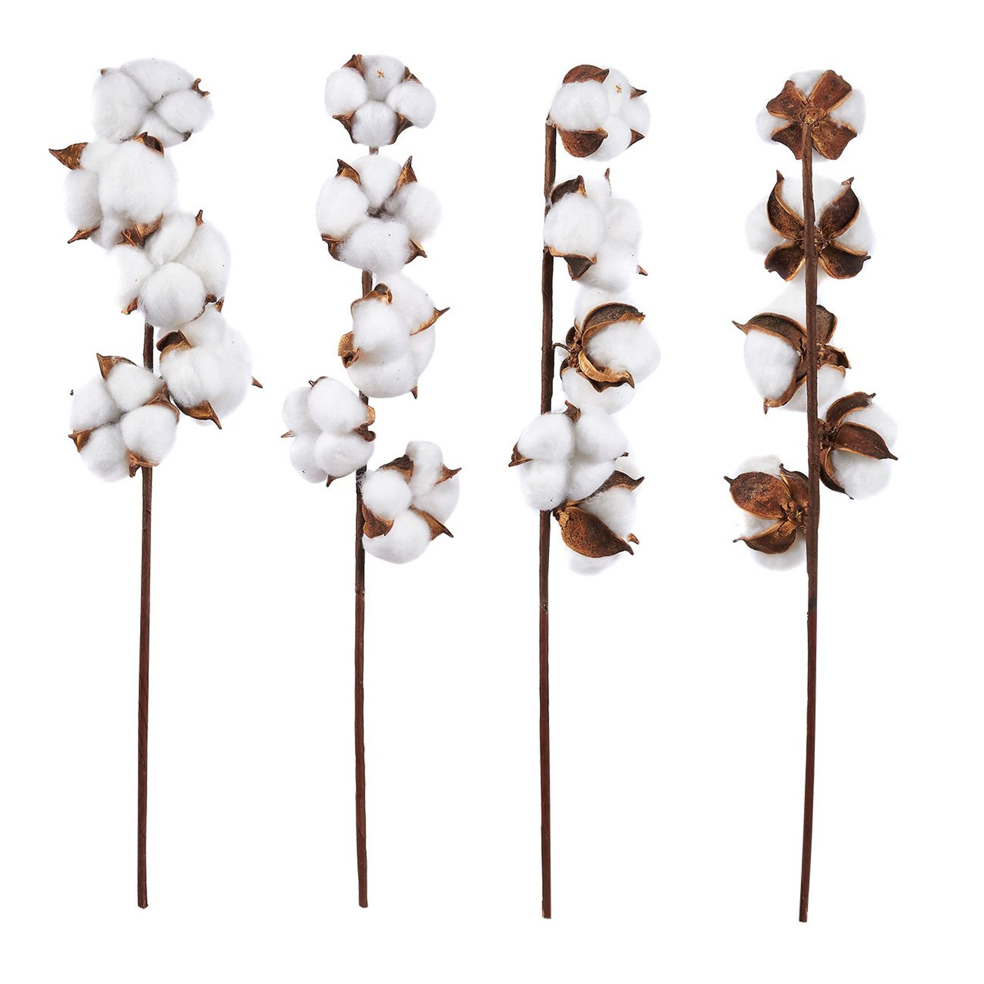 Juvale Cotton Stems 4 Pack Cotton Flowers 5 Balls Per Stem
